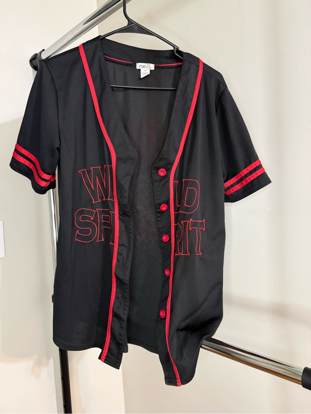 Rue21 Black Jersey with Red Piping and Buttons
